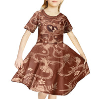 Hawaii Plumeria Kid Short Sleeve Dress Hau'oli la Makuahine Sunburned LT7 - Polynesian Pride