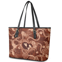 Hawaii Plumeria Leather Tote Bag Hau'oli la Makuahine Sunburned LT7 - Polynesian Pride