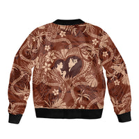 Hawaii Plumeria Sleeve Zip Bomber Jacket Hau'oli la Makuahine Sunburned LT7 - Polynesian Pride