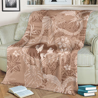 Hawaii Plumeria Blanket Hau'oli la Makuahine Beige LT7 - Polynesian Pride