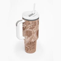 Hawaii Plumeria Tumbler With Handle Hau'oli la Makuahine Beige