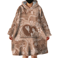 Hawaii Plumeria Wearable Blanket Hoodie Hau'oli la Makuahine Beige LT7 - Polynesian Pride