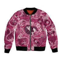 Hawaii Plumeria Bomber Jacket Hau'oli la Makuahine Rosy LT7 Unisex Pink - Polynesian Pride