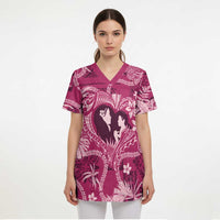 Hawaii Plumeria Scrub Top Hau'oli la Makuahine Rosy - Polynesian Pride