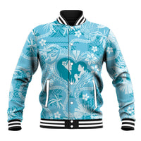 Hawaii Plumeria Baseball Jacket Hau'oli la Makuahine Turquoise LT7 Unisex Turquoise - Polynesian Pride