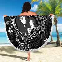 Hawaii Plumeria Beach Blanket Hau'oli la Makuahine Monochrome LT7 - Polynesian Pride