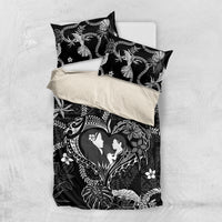 Hawaii Plumeria Bedding Set Hau'oli la Makuahine Monochrome LT7 US Twin 172cm x 218cm Black - Polynesian Pride