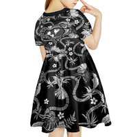 Hawaii Plumeria Kid Short Sleeve Dress Hau'oli la Makuahine Monochrome LT7 - Polynesian Pride