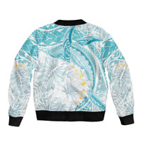Polynesia Humpback Whale Bomber Jacket Tropical Plumeria Turquoise