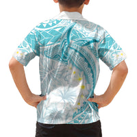 Polynesia Humpback Whale Kid Hawaiian Shirt Tropical Plumeria Turquoise