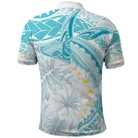 Polynesia Humpback Whale Polo Shirt Tropical Plumeria Turquoise