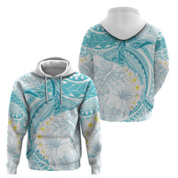 Polynesia Humpback Whale Zip Hoodie Tropical Plumeria Turquoise
