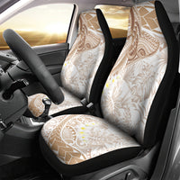 Polynesia Humpback Whale Car Seat Cover Tropical Plumeria Beige