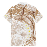 Polynesia Humpback Whale Family Matching Mermaid Dress and Hawaiian Shirt Tropical Plumeria Beige