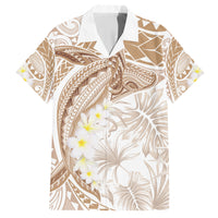 Polynesia Humpback Whale Hawaiian Shirt Tropical Plumeria Beige LT7 Beige - Polynesian Pride