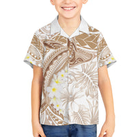 Polynesia Humpback Whale Hawaiian Shirt Tropical Plumeria Beige LT7 - Polynesian Pride
