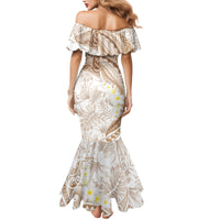 Polynesia Humpback Whale Mermaid Dress Tropical Plumeria Beige LT7 - Polynesian Pride