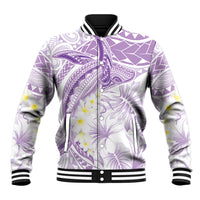 Polynesia Humpback Whale Baseball Jacket Tropical Plumeria Lavender