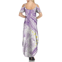 Polynesia Humpback Whale Summer Maxi Dress Tropical Plumeria Lavender