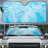 Aotearoa Maori Koru Curves Auto Sun Shade Silver Ferns - Turquoise