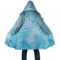 Aotearoa Maori Koru Curves Cloak Silver Ferns - Turquoise
