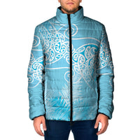 Aotearoa Maori Koru Curves Padded Jacket Silver Ferns - Turquoise