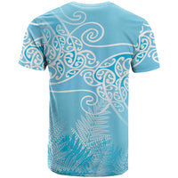 Aotearoa Maori Koru Curves T Shirt Silver Ferns - Turquoise