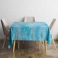 Aotearoa Maori Koru Curves Tablecloth Silver Ferns - Turquoise