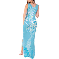 Aotearoa Maori Koru Curves Tank Maxi Dress Silver Ferns - Turquoise