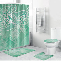 Aotearoa Maori Koru Curves Bathroom Set Silver Ferns - Mint