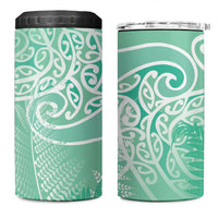 Aotearoa Maori Koru Curves 4 in 1 Can Cooler Tumbler Silver Ferns - Mint