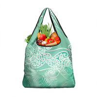 Aotearoa Maori Koru Curves Grocery Bag Silver Ferns - Mint