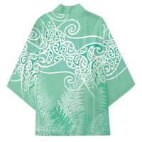 Aotearoa Maori Koru Curves Kimono Silver Ferns - Mint