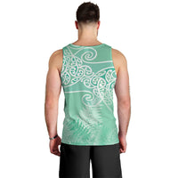 Aotearoa Maori Koru Curves Men Tank Top Silver Ferns - Mint