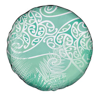 Aotearoa Maori Koru Curves Spare Tire Cover Silver Ferns - Mint