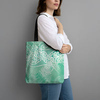 Aotearoa Maori Koru Curves Tote Bag Silver Ferns - Mint