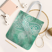 Aotearoa Maori Koru Curves Tote Bag Silver Ferns - Mint