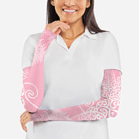 Aotearoa Maori Koru Curves Arm Sleeves Silver Ferns - Rose Pink