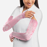 Aotearoa Maori Koru Curves Arm Sleeves Silver Ferns - Rose Pink