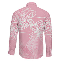 Aotearoa Maori Koru Curves Family Matching Summer Maxi Dress and Hawaiian Shirt Silver Ferns - Rose Pink LT7 - Polynesian Pride