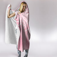 Aotearoa Maori Koru Curves Hooded Blanket Silver Ferns - Rose Pink