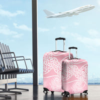 Aotearoa Maori Koru Curves Luggage Cover Silver Ferns - Rose Pink LT7 - Polynesian Pride