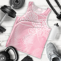 Aotearoa Maori Koru Curves Men Tank Top Silver Ferns - Rose Pink