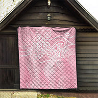 Aotearoa Maori Koru Curves Quilt Silver Ferns - Rose Pink