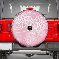 Aotearoa Maori Koru Curves Spare Tire Cover Silver Ferns - Rose Pink