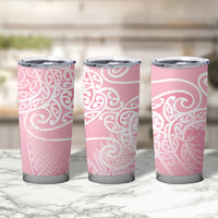 Aotearoa Maori Koru Curves Tumbler Cup Silver Ferns - Rose Pink LT7 - Polynesian Pride
