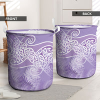 Aotearoa Maori Koru Curves Laundry Basket Silver Ferns - Amethyst