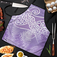 Aotearoa Maori Koru Curves Apron Silver Ferns - Amethyst