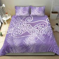 Aotearoa Maori Koru Curves Bedding Set Silver Ferns - Amethyst