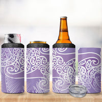 Aotearoa Maori Koru Curves 4 in 1 Can Cooler Tumbler Silver Ferns - Amethyst